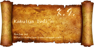 Kakulya Iván névjegykártya